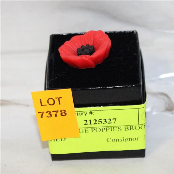 NEW VINTAGE POPPIES BROOCHES ETCHED