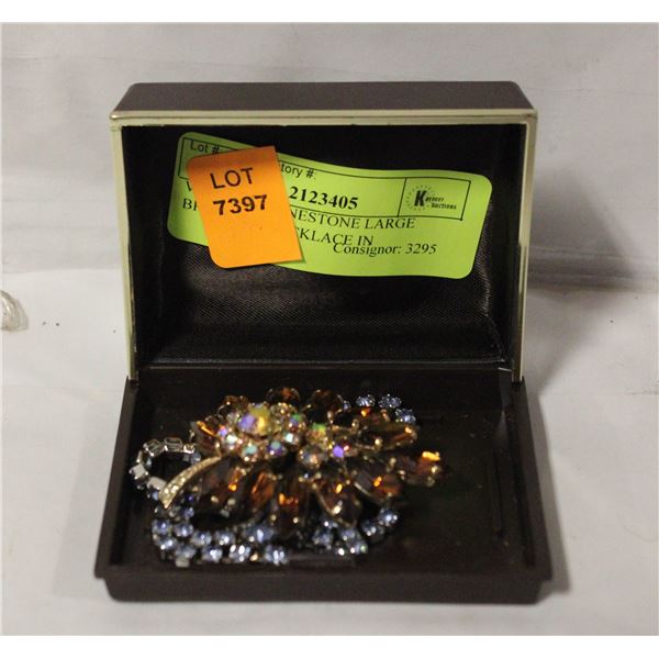 VINTAGE RHINESTONE LARGE BROOCH & NECKLACE IN