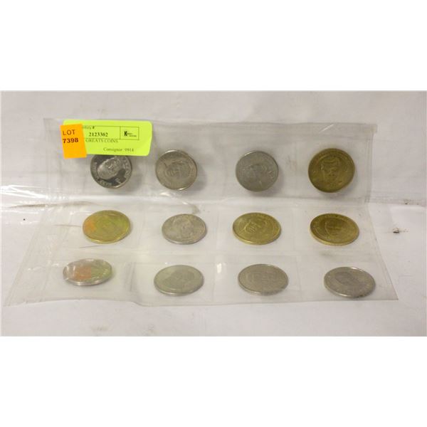 12 HOCKEY GREATS COINS