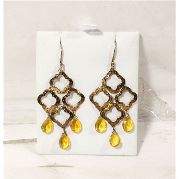 ESTATE CITRINE DROP EARRINGS-ESTATE