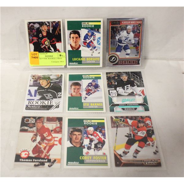 SHEET OF 9 NHL ROOKIE CARDS