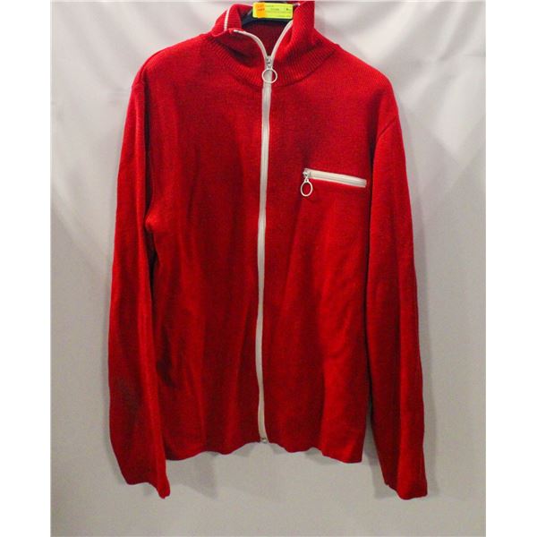 VINTAGE RED CURLING SWEATER