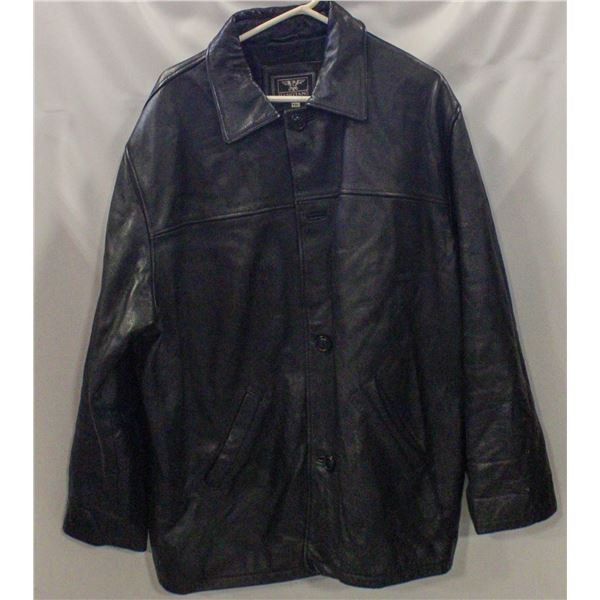 MENS XXL HEAVY LEATHER JACKET 3/4 LENGTH