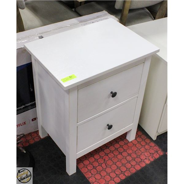 WHITE SOLID WOOD 2-DRAWER SIDE TABLE, EASY