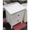 Image 1 : WHITE SOLID WOOD 2-DRAWER SIDE TABLE, EASY