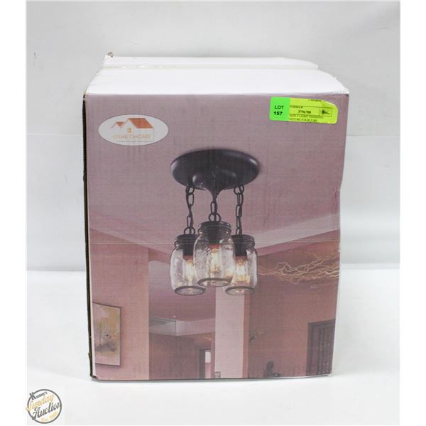 NEW W BOX 3 LIGHT HANGING LIGHT FIXTURE E26 BULBS