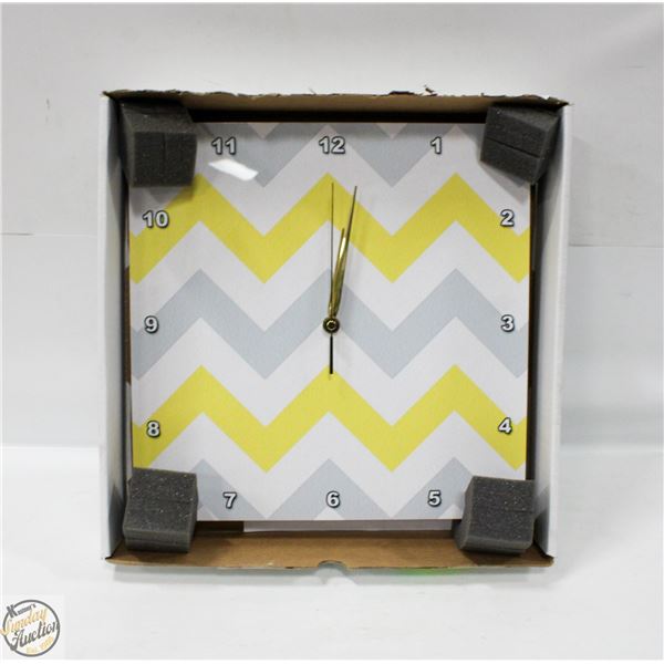 NEW 13 X 13" WALL CLOCK ZIG-ZAG PATTERN