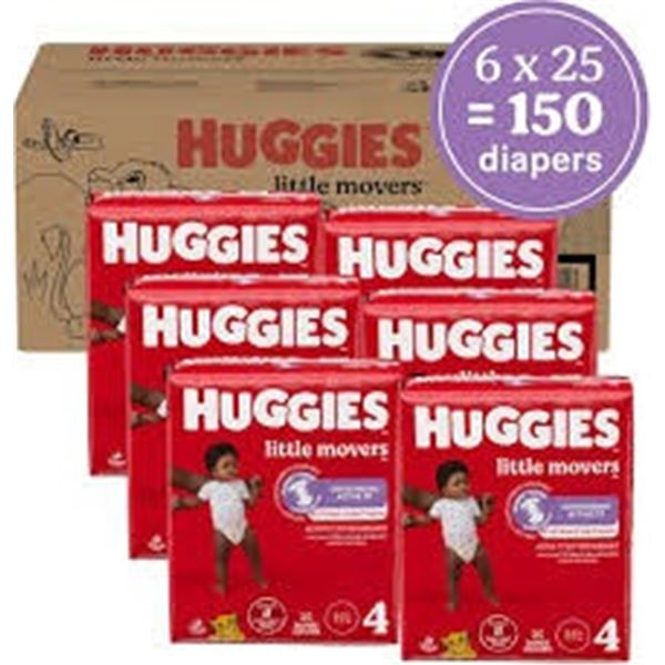 NEW 6 X 25 DIAPERS HUGGIES LITTLE MOVERS SIZE 4