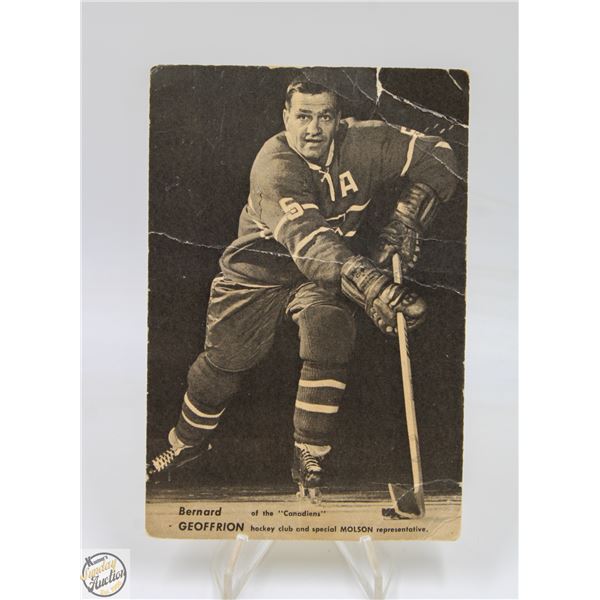 SIGNED PICTURE BOOM BOOM GEOFFRION MOLSON REP CARD
