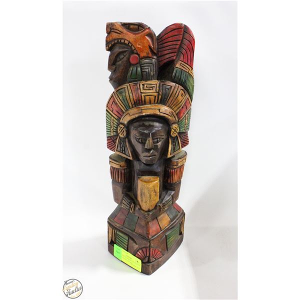 LARGE SOUTH AMERICAN NATIVE WOOD CARVED TOTEM