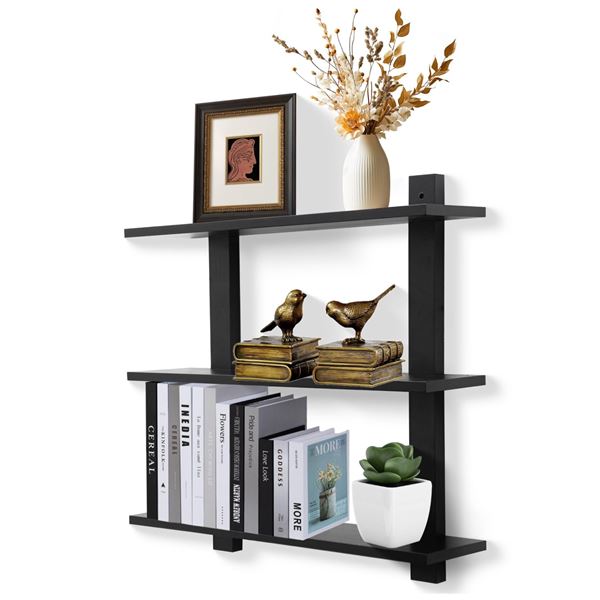 BRAND NEW 2PHONANCEE FLOATING SHELVES 3 TIER BLACK