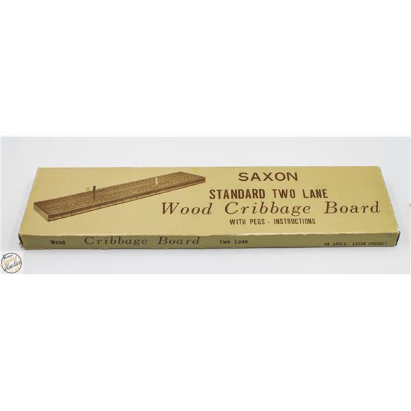 VINTAGE SAXON STANDARD TWO LANE WOOD CRIBBAGE