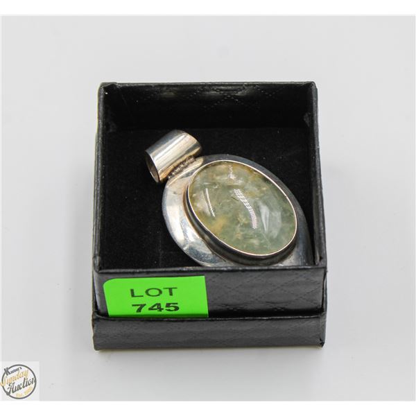 ANTIQUE SILVER 925 PENDANT W/ RUTILATED QUARTZ