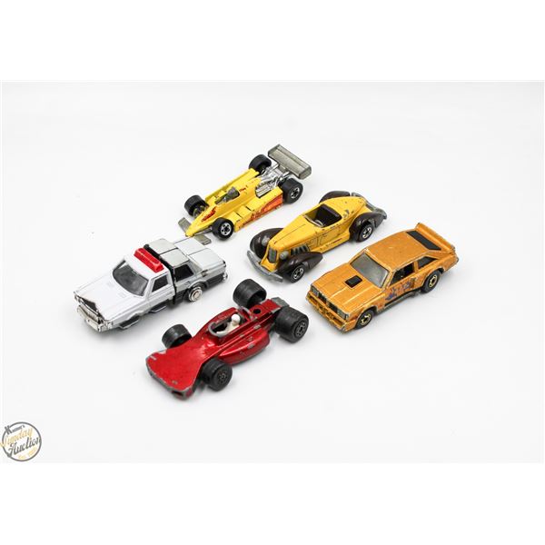 LOT OF 5 1970S-EARLY 1980S HOT WHEELS CARS