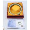 Image 1 : #3519-EMERALD GREEN JADE BANGLE WITH CERTIFICATE