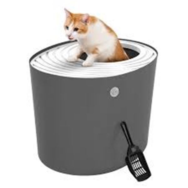 NEW IRIS USA TOP ENTRY CAT LITTER BOX W/SCOOP 15"T