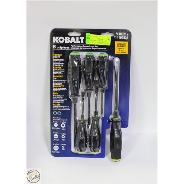 NEW KOBALT 6PC DIAMOND COATED TIP SCREWDRIVER SET