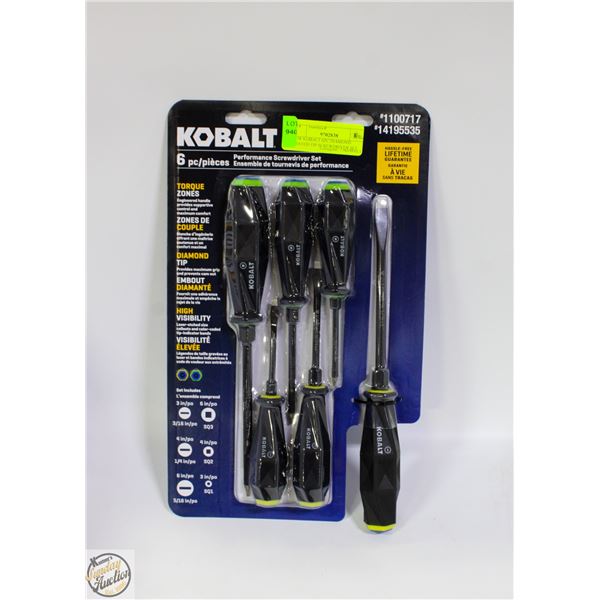 NEW KOBALT 6PC DIAMOND COATED TIP SCREWDRIVER SET