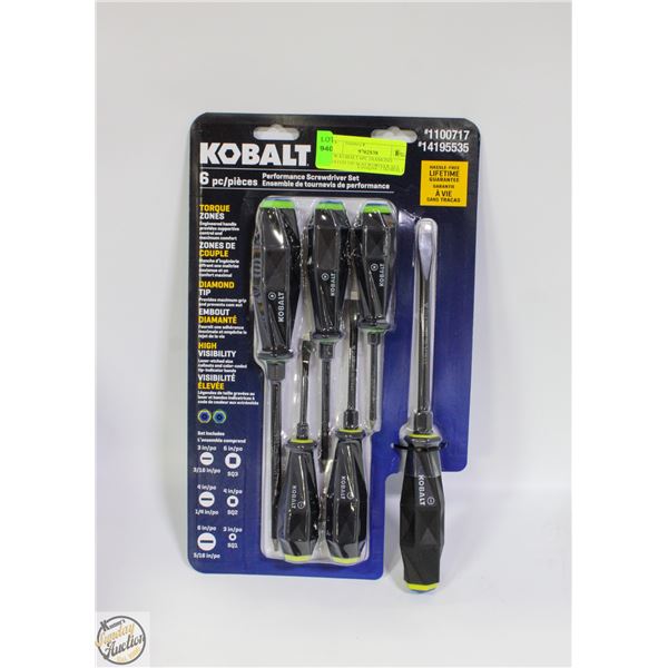 NEW KOBALT 6PC DIAMOND COATED TIP SCREWDRIVER SET