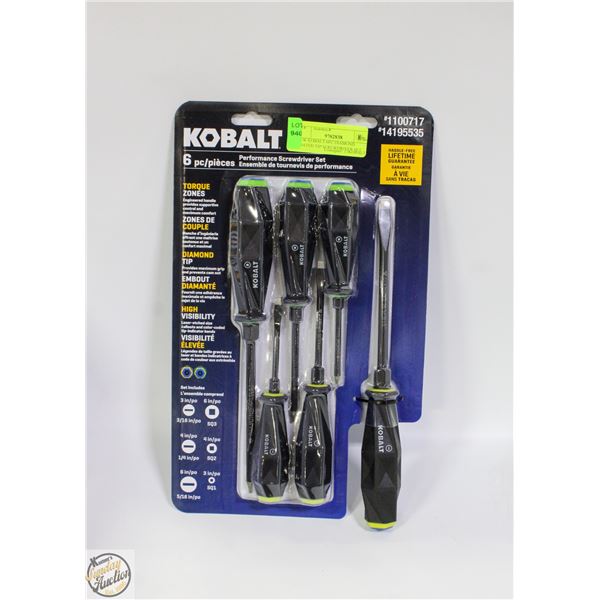 NEW KOBALT 6PC DIAMOND COATED TIP SCREWDRIVER SET
