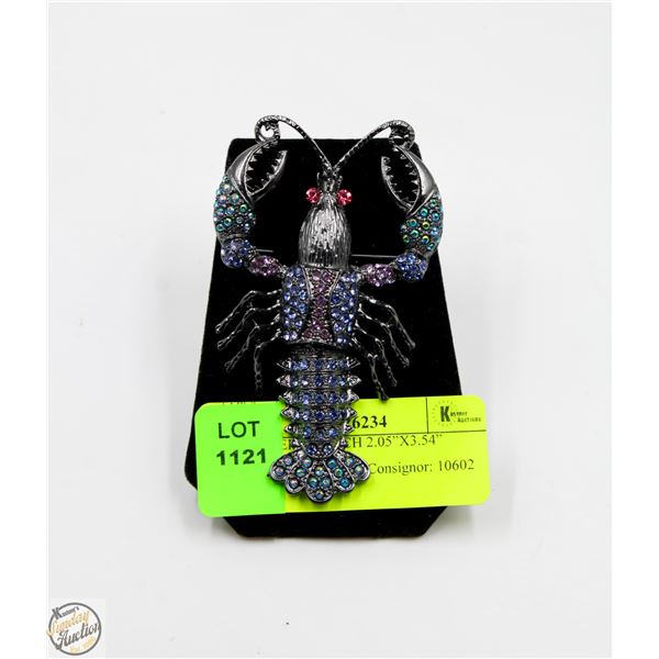 LOBSTER BROOCH 2.05”X3.54” FILLED WITH