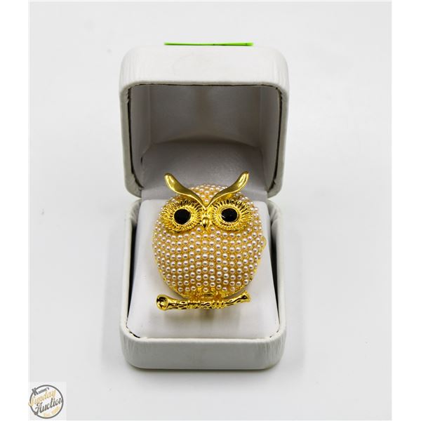 NEW OWL BROOCH FILLED WITH PEARL