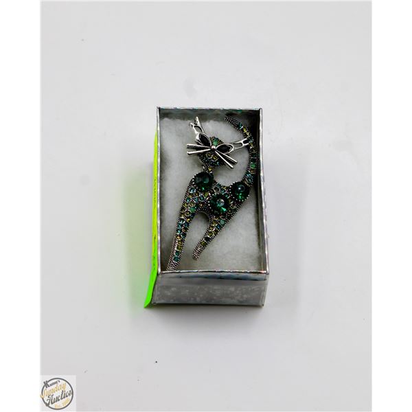 NEW CAT BROOCH FILLED RHINESTONES