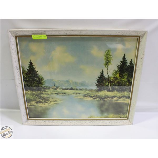 MOUNTIAN SCENE FRAMED KURT ROGER 24" X 20"