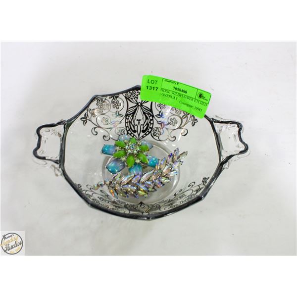 CAMBRIDGE WILDFLOWER ETCHED SILVER OVERLAY