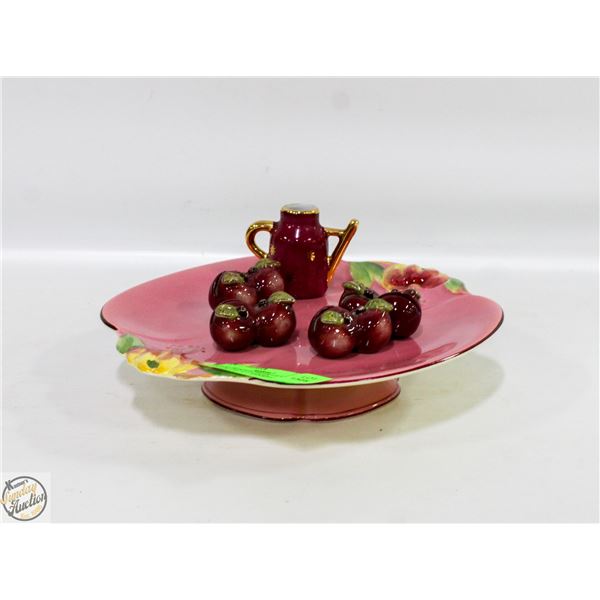 ROYAL WINTON TIGER LILY PINK CAKE PLATE W LIMOGES