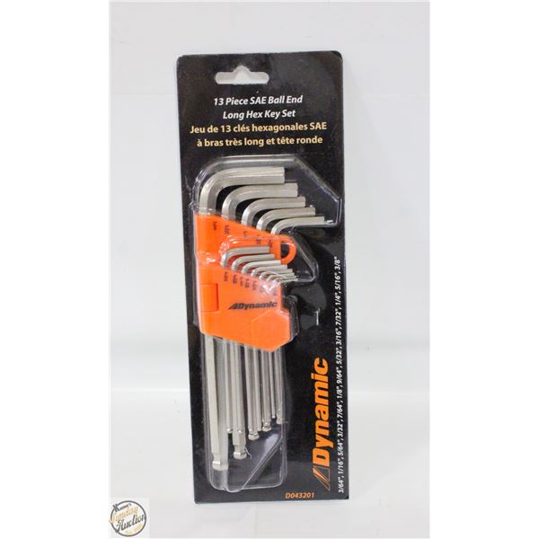 NEW DYNAMIC 13PC SAE BALL END LONG HEX KEY SET