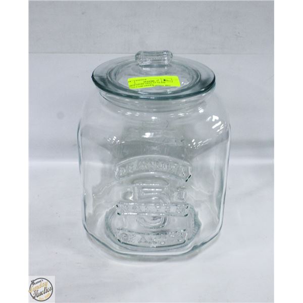 LARGE STORE DISPLAY GLASS PEANUT JAR LIDDED