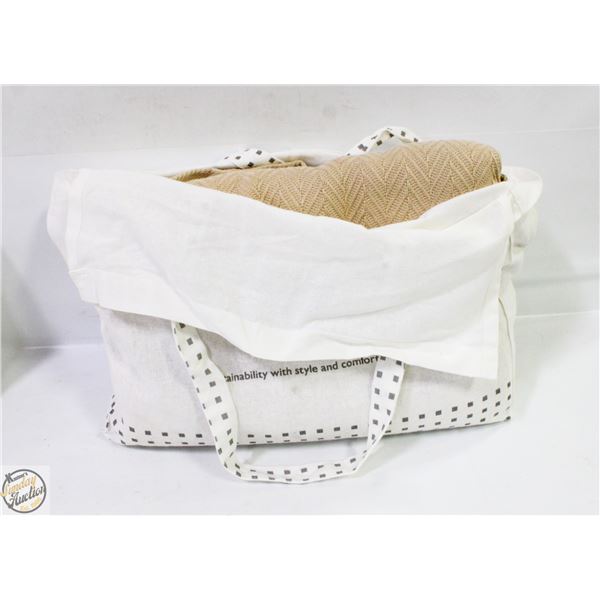 THREADMILL 100% COTTON BLANKET QUEEN SIZE WHITE