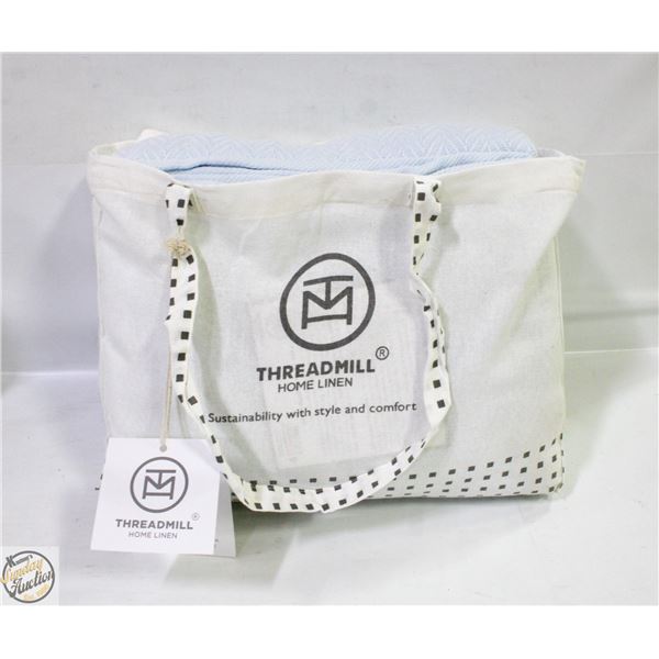 THREADMILL 100% COTTON BLANKET QUEEN SIZE BLUE