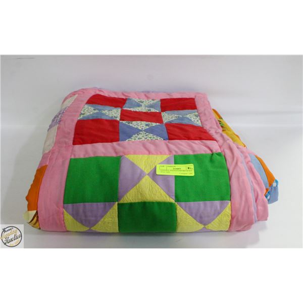 VINTAGE 70'S PATCHWORK QUILT FULL SIZE