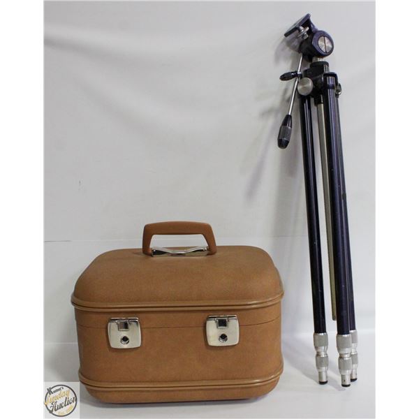 VINTAGE SUITCASE / CAMERA CASE WITH TRI-POD