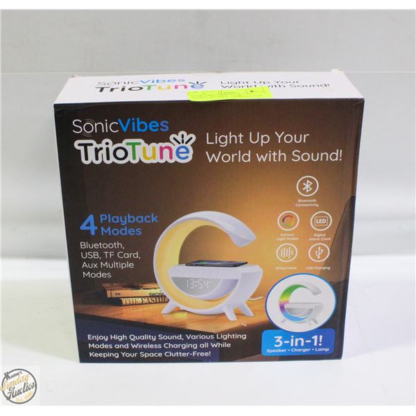 SONIC VIBES TRIO TUNE 3 IN 1 ALARM, SPEAKER, LAMP