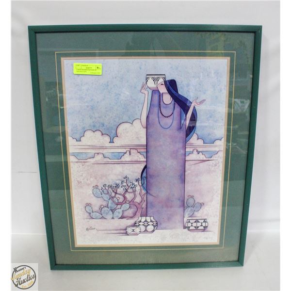 LARGE FRAMED PICTURE OF NAVAJO LADY