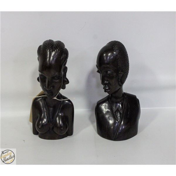 1 PR AFRICAN CARVED MALE & FEMALE EBONY