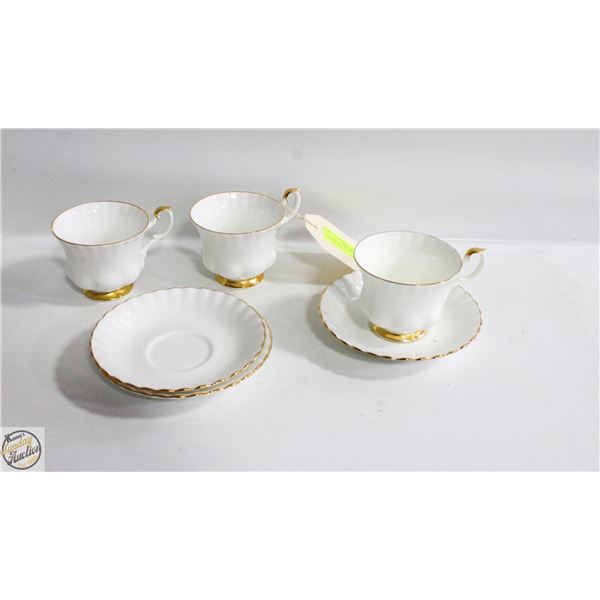 3 SETS ROYAL ALBERT VAL D'OR CUP/SAUCER SET