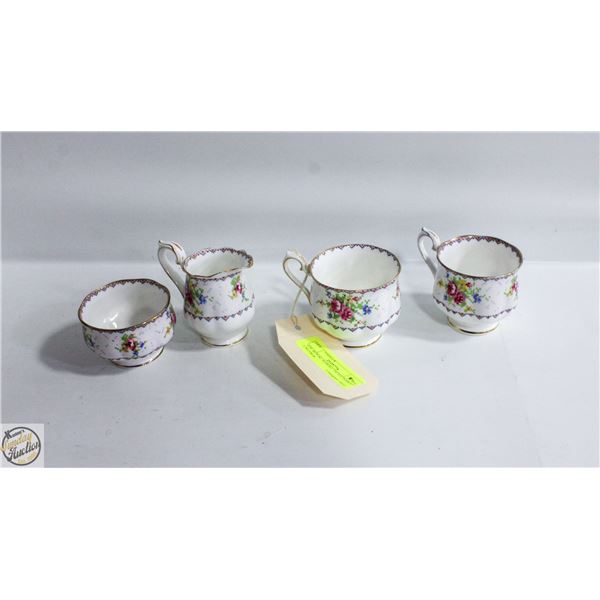 4 PC ROYAL ALBERT "PETIT POINT' CREAM &