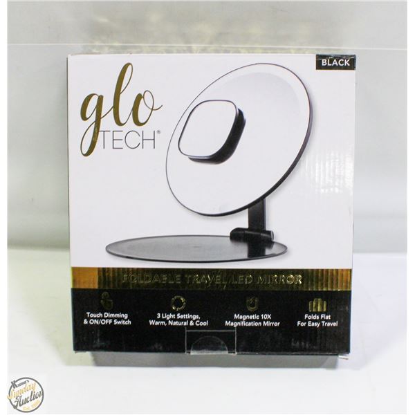 GLO TECH FOLDABLE TRAVEL LED MIRROR