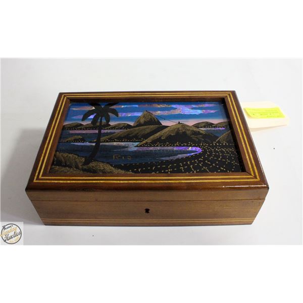 BRAZILIAN WOOD JEWELRY BOX INLAID WITH