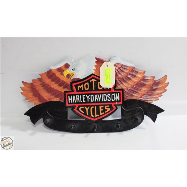 HARLEY-DAVIDSON PAINTED CARVED WOOD