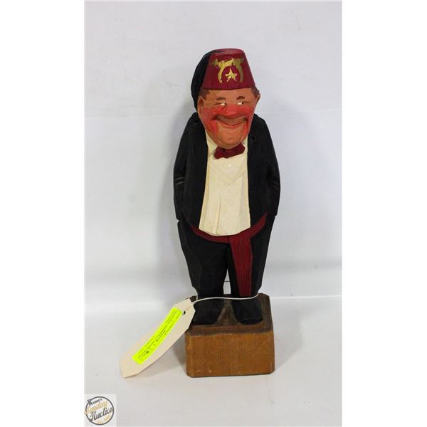 MASONIC SHRINERS CARVED WOOD FIGURINE