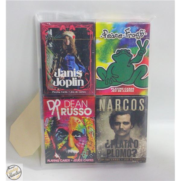 FOUR SEALED COLLECTORS PLAYING CARDS