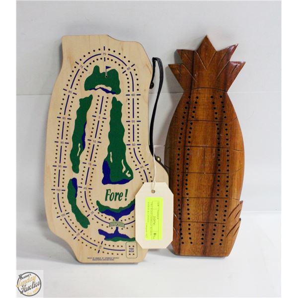 TWO WOOD CRIBBAGE BOARDS HAWAII & CANADA