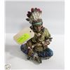 Image 1 : NATIVE CHIEF WITH PEACE PIPE FIGURINE