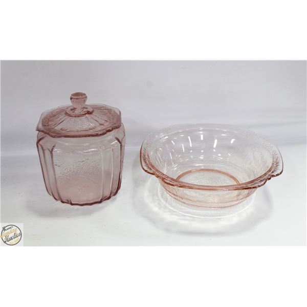 FEDERAL MADRID PINK DEPRESSION GLASS BOWL SOLD W