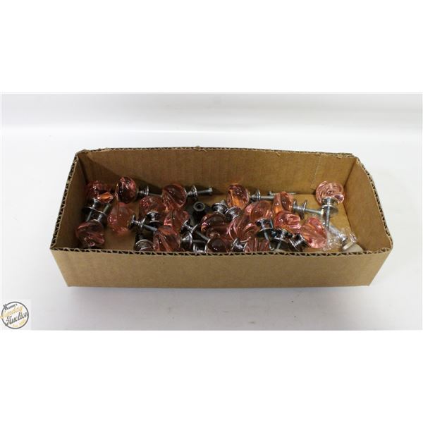 20 PINK/SALMON GLASS ROSETTE FURNITURE PULLS